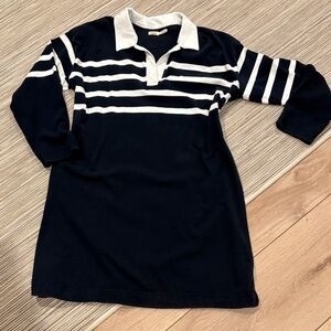 Faherty Navy and Cream Polo Dress